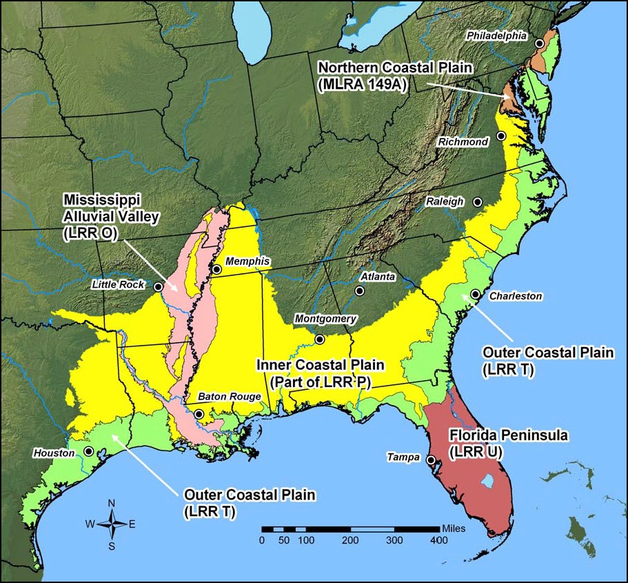 Map of Atlantic And Gulf Coastal Plain