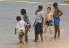 Kids playing on the shore of Thurmond lake