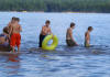 Children playing in a lake